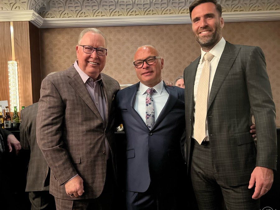 Scott Payne with Ron Jaworski and Joe Flacco at Hard Rock Atlantic City gala