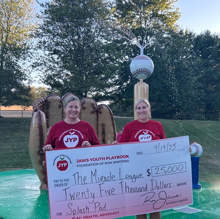 Jaws Youth Playbook $25,000 check presentation to Miracle League