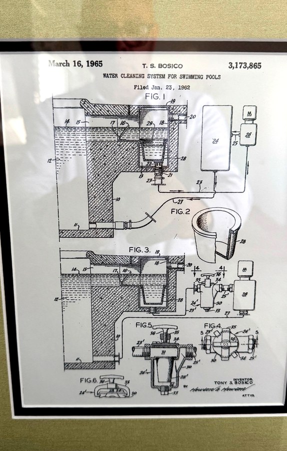 US Patent 3,173,865 - Water Cleaning System for Swimming Pools by T.S. Bosico, 1965