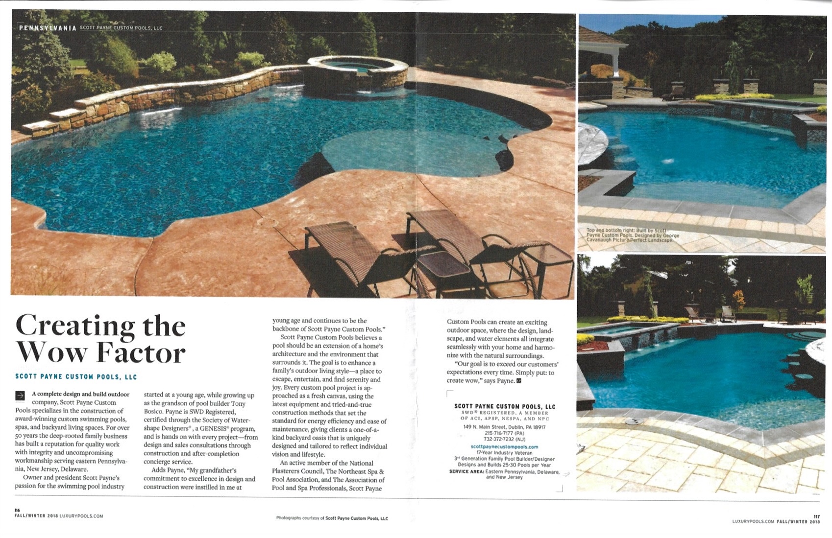 Creating the Wow Factor — Scott Payne Custom Pools feature in Luxury Pools magazine