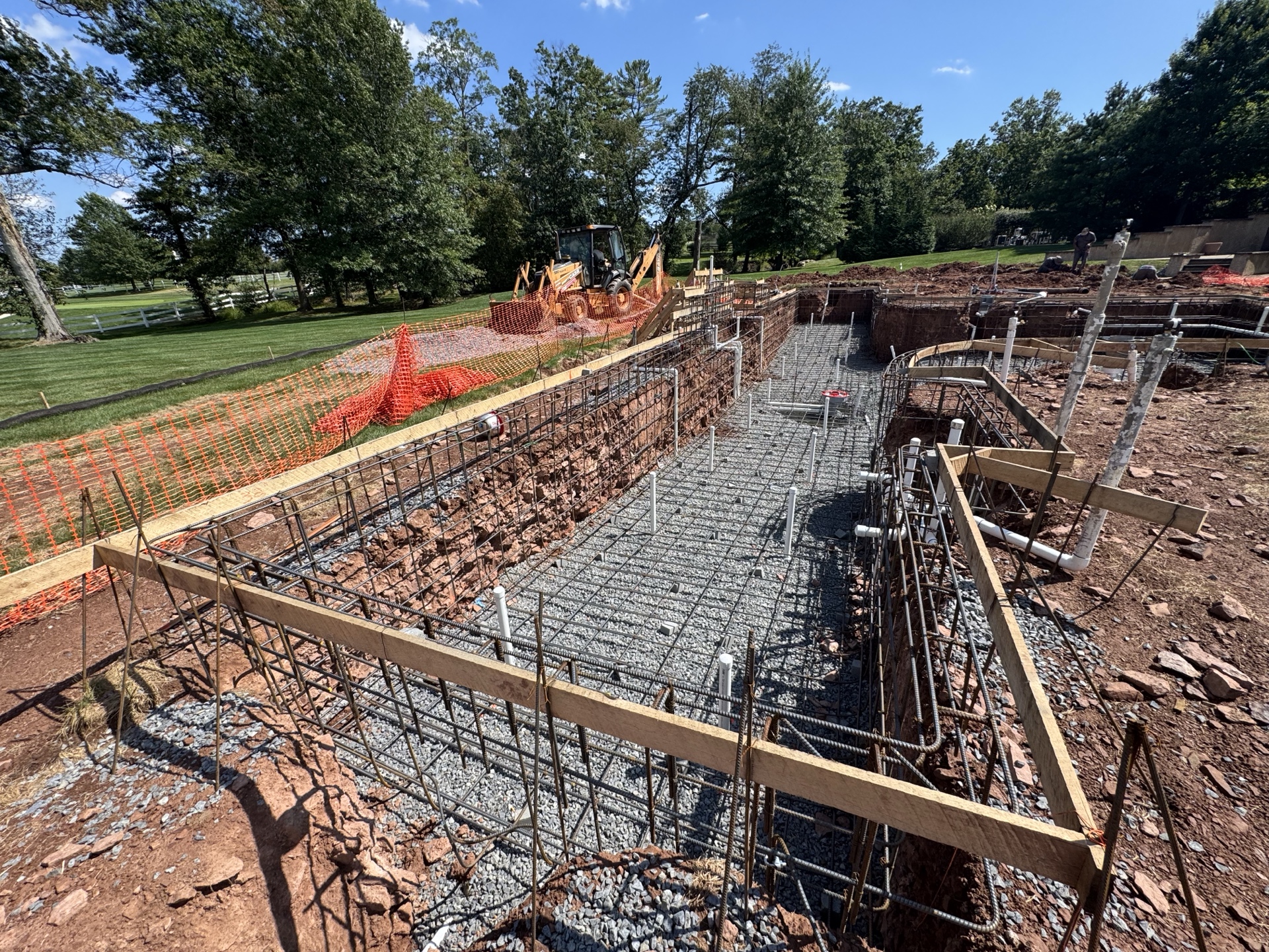 Pool rebar cage ready for gunite