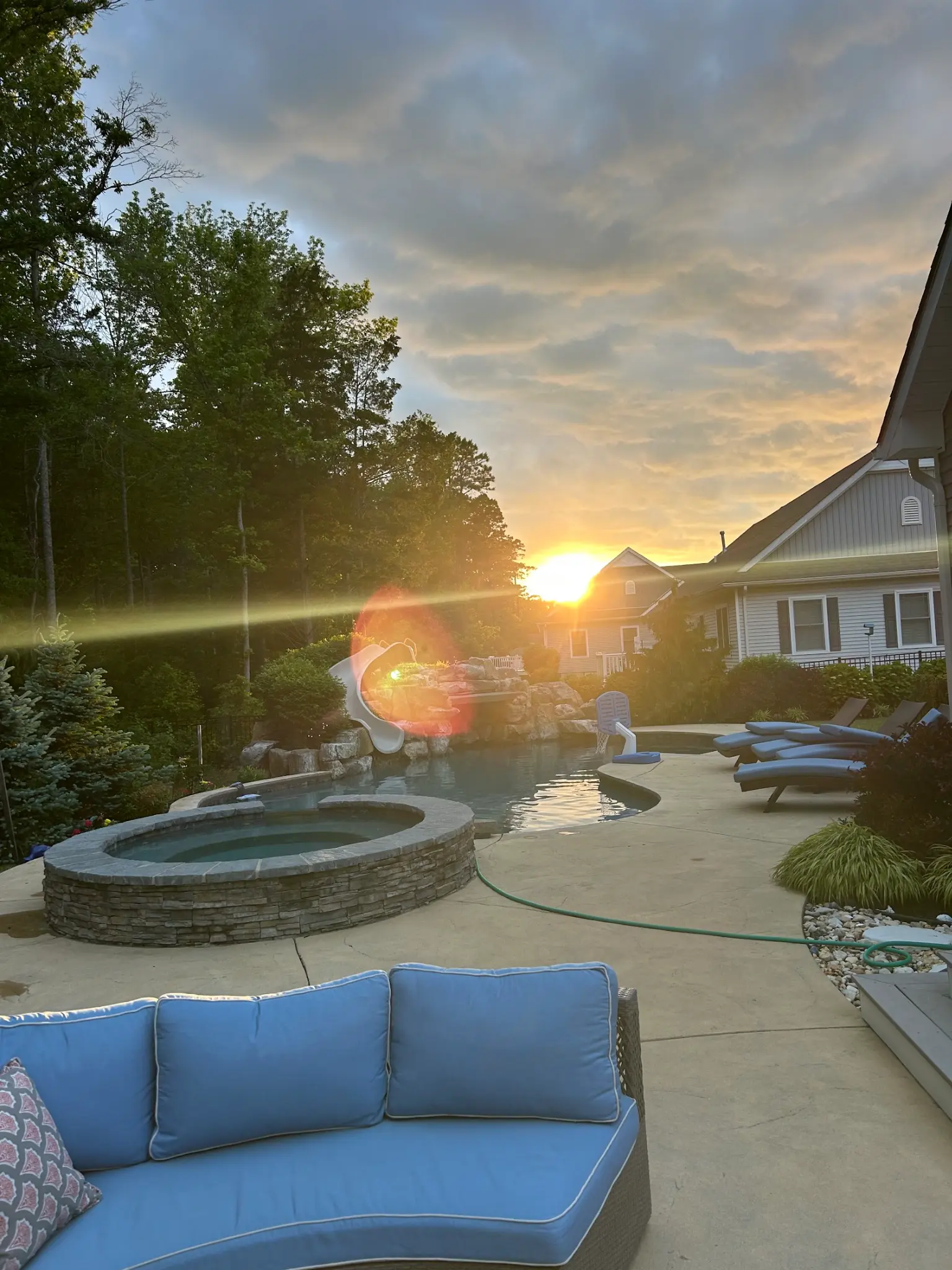 Joe J.'s pool — sunset view