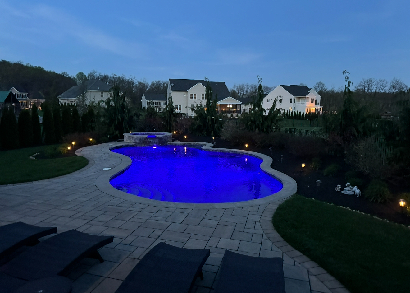 Shaylyn Joy's pool — aerial night view