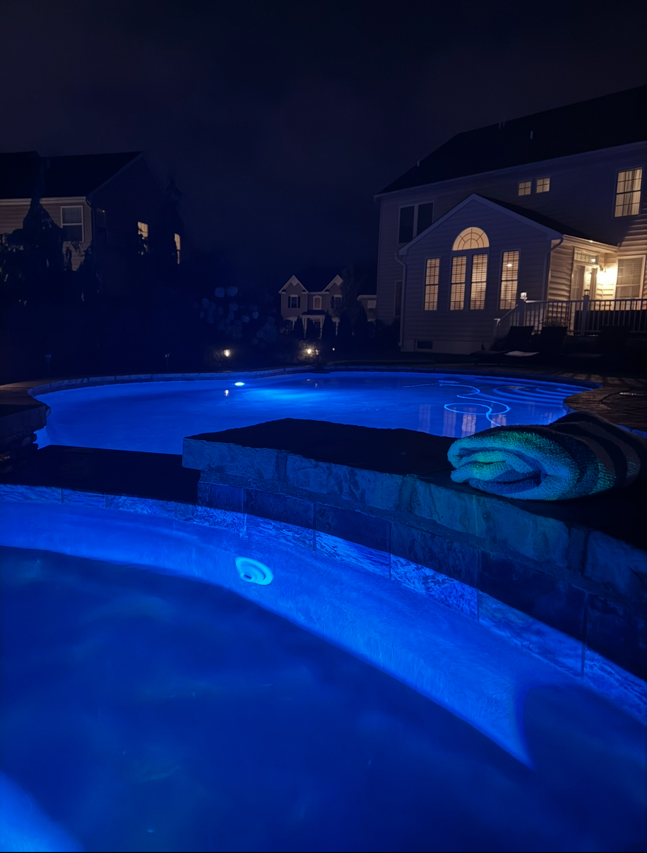 Shaylyn Joy's pool — night blue lights