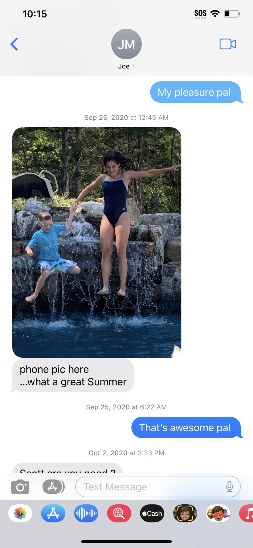 Client text — What a great Summer — kids jumping off waterfall