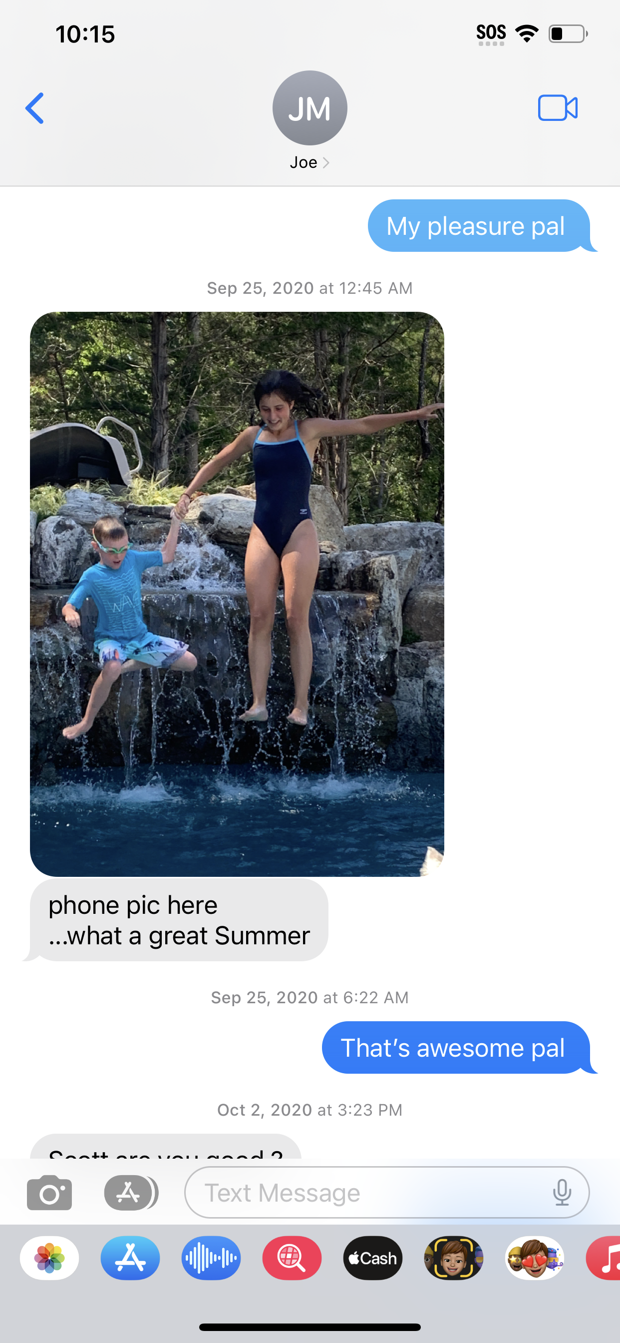 Client text — What a great Summer — kids jumping off waterfall